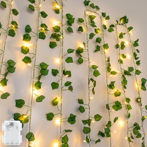 Gcstnn Guirlande lumineuse de lierre - 10 m - 100 LED - Avec minuterie - Étanche IP65 - Pour plantes suspendues, chambres, murs, décorations de Noël