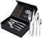 Cutlery Set, 24-Piece Hammered Flatware Set, Stainless Steel Knife Fork Spoon Dining Set Service for 6, Modern Silver Cutlery for Home/Restaurant/Party