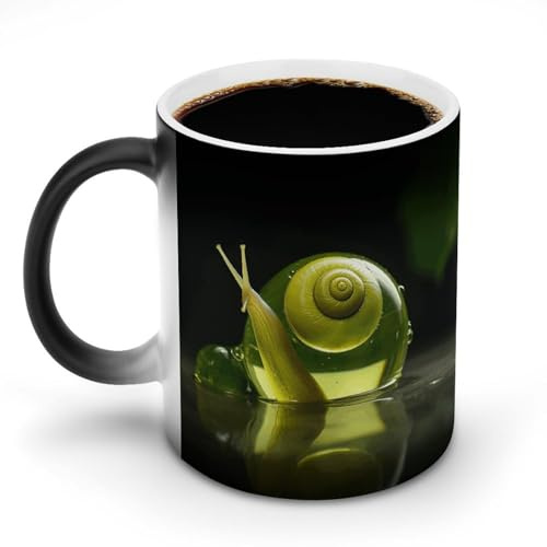 FZMVSQH Tasse à café magique en verre avec motif escargot - Tasse personnalisée à changement de couleur - Sensible à la chaleur - Avec poignée - 325 ml - Tasse amusante en céramique pour thé/latte