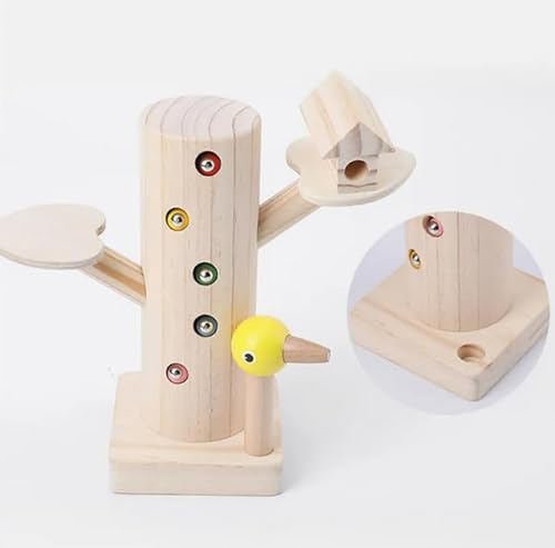 Generisch Magnetisches Holz-Lernspiel - „Fang die Würmer“ - Specht und Würmer, Motorik-Spielzeug für Kinder ab 3 Jahre