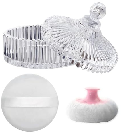 Koolenry Body Powder Puff and Container Set, Dusting Powder Puff for Women Baby and Loose Powder Containers for Wet Dry Makeup