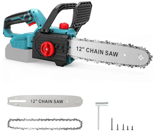 12-Zoll Akku Kettensäge kompatibel mit Makita 18-V-Akku (ohne Batterie) | 1100 W bürstenlose Elektrokettensäge, mit Digitalanzeige, automatischer Ölung und Ersatzkette, zum Beschneiden von Ästen