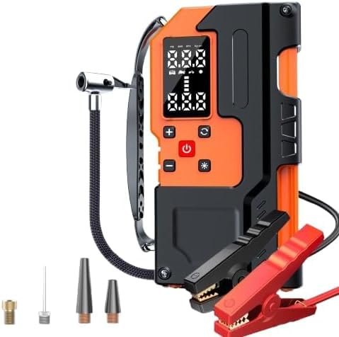 Zanbeel Multifunctional Professional 8000 MAh Digital Powerbank Car Battery Charger Jump Starter Cable and with Tire Inflator Air Pump