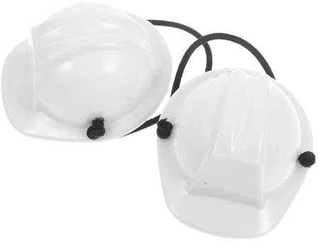 Beaupretty Kleiner Schutzhelm 2 Stück für Kleine Tiere Weiß aus Kunststoff | Verstellbare Passform, für Bauhelme im Puppenhaus und Bauprojekten, Kompakt und Leicht