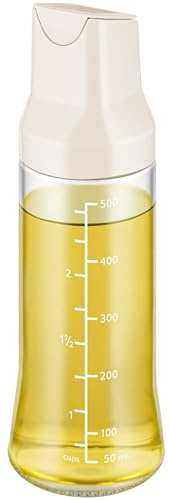 NiHome Glass Salad Dressing Shaker Bottle 500ml, Wire Whisk Ball for Powerful Mixing, Auto-Seal Spout, Dual Measurement, Dishwasher Safe Dressing Container