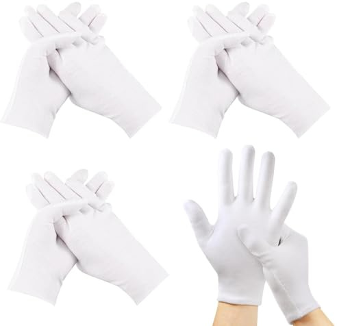3 Pairs White Cotton Gloves, Soft Cotton Gloves for Dry Hands | Breathable Eczema Glove for Men and Women, Reusable White Cloth Glove