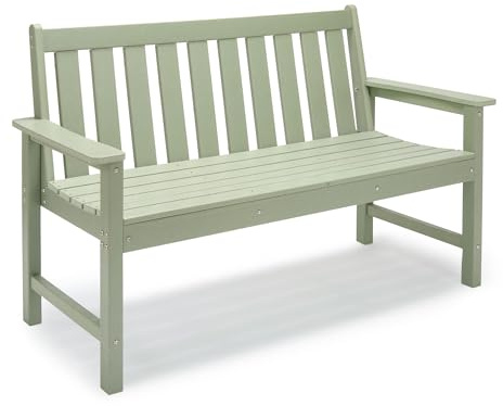 VonHaus Garden Bench 2 Seater, Sage Green HDPE Outdoor Bench, Westport