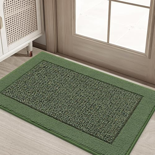 BEQHAUSE Inside Door Mat, 50x80cm Washable Door Mat, TPR Indoor Door Mats Non Slip, Machine Washable, Super Absorbent, Dirt Trapper, Suitable for Indoor Use, Kitchens, Green