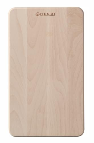 HENDI Schneidebrett, 340x200x(H)14mm, Buchenholz | Zum Servieren und Schneiden, beidseitig nutzbar, Servierbrett, Holzbrett, Brotschneidebrett, Frühstücksbrett, Küchenbrett