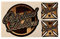 24/7stickers MG646 / Old School Bobber Aufkleber Set 10x9cm + 4,5x4,5cm Cross Kreuz Eisern Oldschool Chopper Biker Motorrad Tankaufkleber Rust Rat Rost RATT