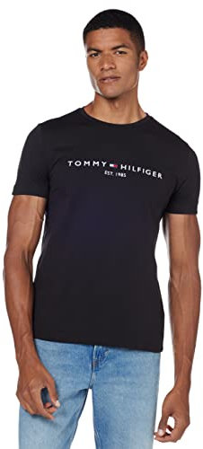 Tommy Hilfiger T-Shirt Homme Manches Courtes Core Tommy Logo Encolure Ronde, Noir (Jet Black), XS