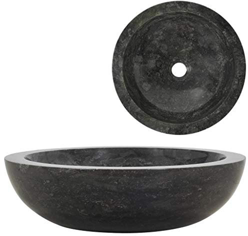 Festnight Bad-Waschbecken | Marmor Waschschale | Rund Badezimmer Handwaschbecken | Marmorwaschbecken | Schwarz Marmor 40 x 12 cm