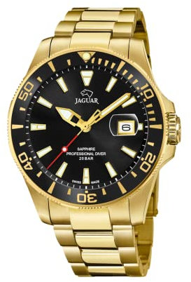 JAGUAR J877/3 Executive Collection 43,5 mm schwarzes Gehäuse mit beschichtetem Stahlband für Herren