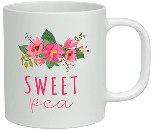 Shopagift Sweet Pea White 10oz Novelty Gift Mug Cup