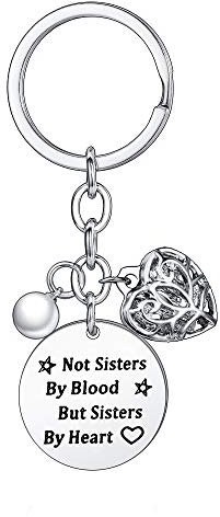 BESPMOSP Schlüsselanhänger mit Aufschrift Best Friend, Herz mit Aufschrift Not Sisters by Blood But Sisters by Heart, Geburtstagsgeschenk, Freundschaftsschmuck, Abschlussgeschenk.