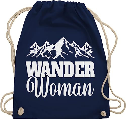 Turnbeutel Rucksack - Wander Woman - Unisize - Navy Blau - wandergeschenke sport berg beutel wandergeschenk berge stoffbeutel geschenke für wanderfreunde travel stoffrucksack wandergadges bergen