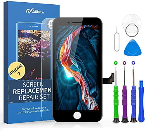 FLYLINKTECH Display für iPhone 7 schwarz Ersatz LCD Display mit Werkzeugset Reparatur für iPhone 7 4,7 Zoll schwarz