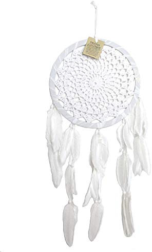 SAWA Traumfänger gehäkelt, Weiss, 16 cm Dreamcatcher