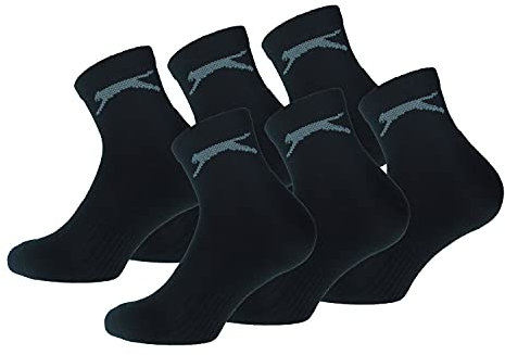 Slazenger Running Quarters 6 Paar Sportsocken, Höhe über Dem Knöchel, Terry-Einlegesohle, Gekämmte Baumwolle (Schwarz, 43-46)