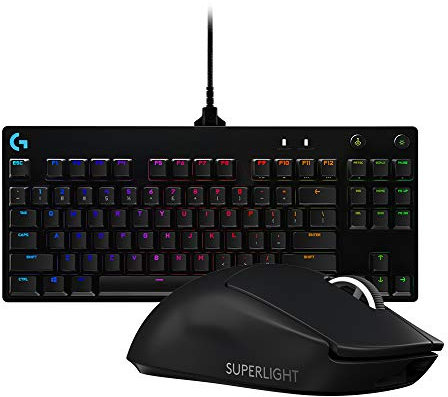 Logitech G Clavier Gamer MécaniquePro,Conception Ultra-Portable Sans Pavé Numérique,Câble Micro-USB Détachable et LogitechG ProX Superlight Souris Gamer SansFil,CapteurGaming Hero25K,Ultra-Légere 63g