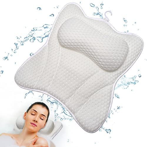 FRECOO Badewannenkissen, Badekissen mit 6 starken rutschfesten Saugnäpfen, badewanne kopfkissen mit Nackenstütze das für Home Spa, Whirlpool und Badewanne