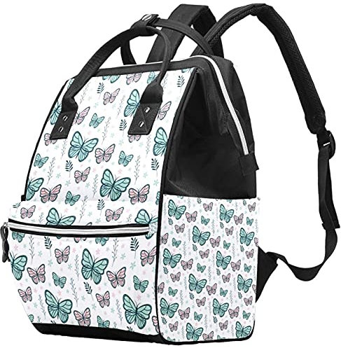 Multifunktionale Wickeltasche mit großer Kapazität, Reise-Rucksack Organizer für Mama, Papa, Pfingstrosen, Grau und Rosa, Farbe2, One size