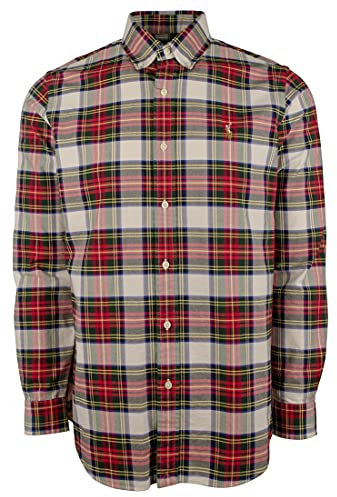 Polo Ralph Lauren Mens Classic Long Sleeve Oxford Shirt, Multicolor Plaid, Medium