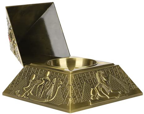 Aschenbecher, Ägyptische Pharaoh-Pyramiden-Form, rauchfreier Aschenbecher mit Deckel, stehender Aschenbecher, Zigarettenaschenbecher für Schlafzimmer, Zuhause, Wohnzimmer, Büro (Bronze)