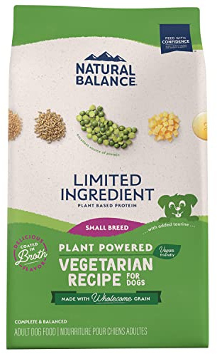 Natural Balance Limited Ingredient Small Breed Adult Dry Dog Food with Vegan Plant Based Protein and Healthy Grains, Vegetarian Recipe, 4 Pound (Pack of 1)