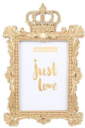 Fichiouy Frames Vintage Bilderrahmen Gold mit Glasfront Antiker Bilderrahmen zum Aufhängen an der Tischplatte