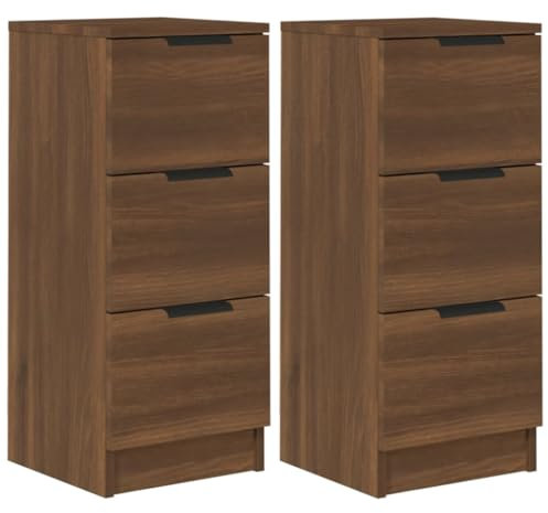 vidaXL 2X Sideboard Schubladen Schubladenschrank Kommode Anrichte Schrank Beistellschrank Mehrzweckschrank Braun Eichen-Optik 30x30x70cm Holzwerkstoff