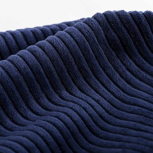 LIVEDECO - Leere Hülle für Riesen Pouf XL Innen Samt Gerippt Marineblau BiG52