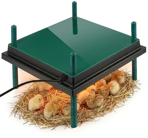 Dural’s® Küken-Wärmeplatte (30W) inkl. Schutzabdeckung - Energiesparende Heizplatte für Geflügelaufzucht (25-30 Küken) - Höhenverstellbar 20cm - Sanfte Anti-Stress-Wärme (Quadratisch (35x35 cm))