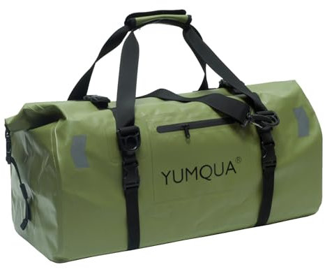 YUMQUA Bolsa de lona resistente al agua bolsa de viaje mochila bolsa de deporte Duffel Dry Bag, verde militar, 55L, Bolsa de lona impermeable