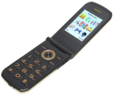 TéléPhone Portable Débloqué Senior Flip, Volume Fort Grands Boutons TéléPhone Mobile avec Écran Tactile 2,4 Pouces, Facile À Utiliser Enfants Seniors Flip Phone avec Lampe De (Or)