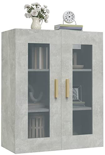 Keketa Küchenschrank zur Wandmontage, Hängeschrank, Vitrinenschrank Aufbewahrung, Schrankeinheit für Küche, Wohnzimmer und Büro Innenmöbel Beton Grau 69,5x34x90 cm