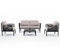 RATTATAN KENZIA Lounge-Set, Gartenmöbel-Set, großes Sofa, 2 Sessel, Kaffeetisch (Anthrazit/Beige)