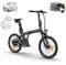 Ado Air20S Bicicleta Eléctrica Plegable, Ebike Ligera 18.5kg, Transmisión por Correa, Pantalla LCD, Tres Modos de Velocidad, Sensor de par, 36V 9.6Ah Batería Alcance de 100 KM (Versión Amortiguadora)