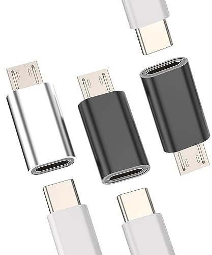 Adaptateur USB C vers Micro USB(Lot de 3) Type Jack Chargeur Cable USBC Femelle Android Mâle Convertisseur Mini Charger Prise Adapter Compatible pour Huawei Xiaomi Redmi Samsung Câble Connecteur