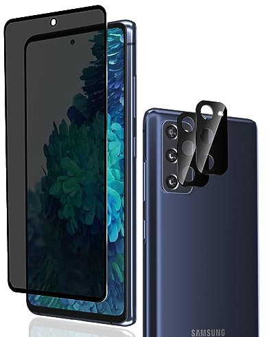 Phlleyaa Verre Trempé Protection Écran Pour Samsung Galaxy S20 FE, Anti-Espion 1 Pièce + Caméra Arrière Protecteur 2 Pièces, 9H Dureté