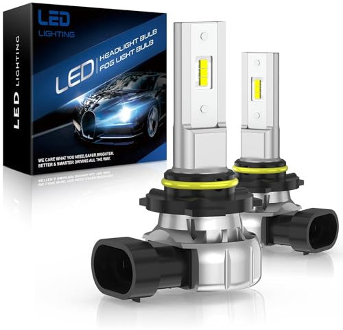 AUXIRACER Ampoule de phare LED HB3, Ampoule de phare LED HB3 12000LM 6500K 12V Xenon Blanc Halogène sans ventilateur Plug and Play de remplacement des lampes halogènes(2 lampes)