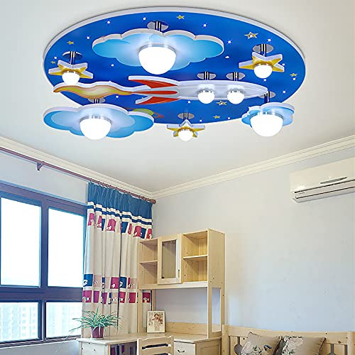 KenSyuInt Universum Sterne Deckenleuchte Kinderzimmerlampe LED Dimmbar Decke Lampe Deckenlampe Flurlampe Kinderleuchten Modern Cartoon Deckenlichtfür Wohnzimmer Kinderzimmer Esszimmer Blau