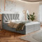 MOTIVENA Aspen Boxspringbett 180x200 mit Bettkasten und Topper, Polsterbett 180x200 mit Bettkasten, Taschenfederkern-Matratze (H3), T28 Komfortschaumstoff Topper (H3), Samt, Grau (Hellgrau)