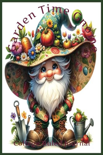 GARDEN TIME GNOME: College Ruled Notebook