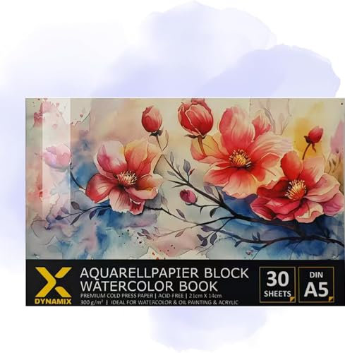 Premium Aquarellpapier 300g/m² - Perfekte Vielseitigkeit für lebendige Kunstwerke I 30 Seiten I Archivierbare Qualität I Ideal für Aquarell, Gouache, Tempera & Acryl (A5 Cold Press Aquarell Papier)