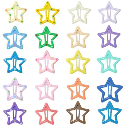 SIOPPKIK 20 Pcs Mollette Capelli Bambina, Clip A Forma Stella Colorate, Forcina Bambini, Stella Clip Capelli, Mollette Capelli Donna, Fermagli Capelli Scatto, Accessori Capelli Donna Ragazza
