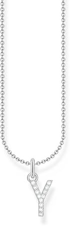 THOMAS SABO Halskette Buchstabe Y 925 Sterling Silber mit Zirkonia KE2264-051-14