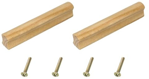 sourcing map 2Pcs Wood Drawer Pulls Handles with Screws Set 96mm/3.78 Hole Spacing Unfinished Beech Wood Cabinets Drawer Knobs Pull Handles for Kitchen Cabinets Dresser Furniture