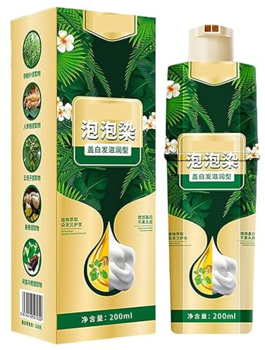 Plant Bubble Hair Dye Shampoo, 200ml Hair Dye Shampoo Instant Hair Color Shampoo For Gray Hair Coverage Natural Hair Coloring, Long Lasting Colour Hair Dye Shampoo For Men And Women