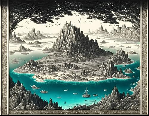RZHRHJES Wandbild Dark, Rocky Island, 58 x 90 cm, ohne Rahmen, Leinwandbild
